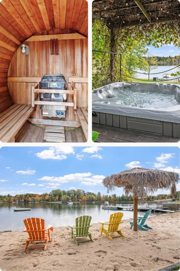 Tranquil Waters: Sauna, Hot Tub, Private Beach